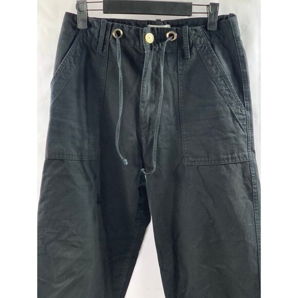 IJJI Unisex Adult Black Canvas Straight-Leg Drawstring Waist Work Pants SZ XS - Picture 3 of 10